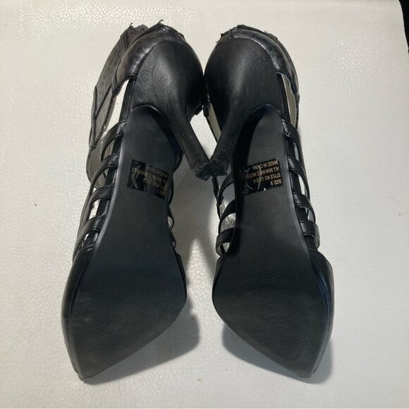 C LABEL Sz 9 Leopard Print Ankle Shaft Strappy Pointy Heeled Shooties - Picture 3 of 11